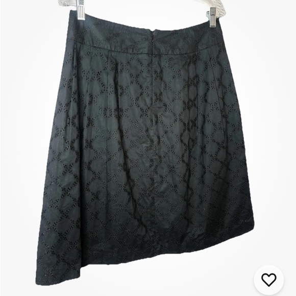 LOFT Black Eyelet A-Line Skirt – Classic Cotton Lined Skirt, Size 6 - Picture 2 of 2